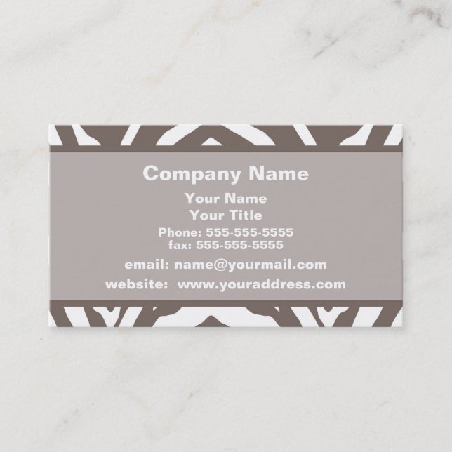 Brown Zebra Appointment Reminder Business Card Terminkarte (Vorderseite)