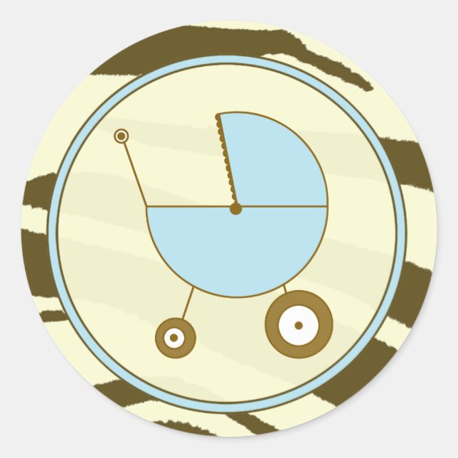 Brown Zebra Print and Blue Baby Carriage Sticker (Vorderseite)