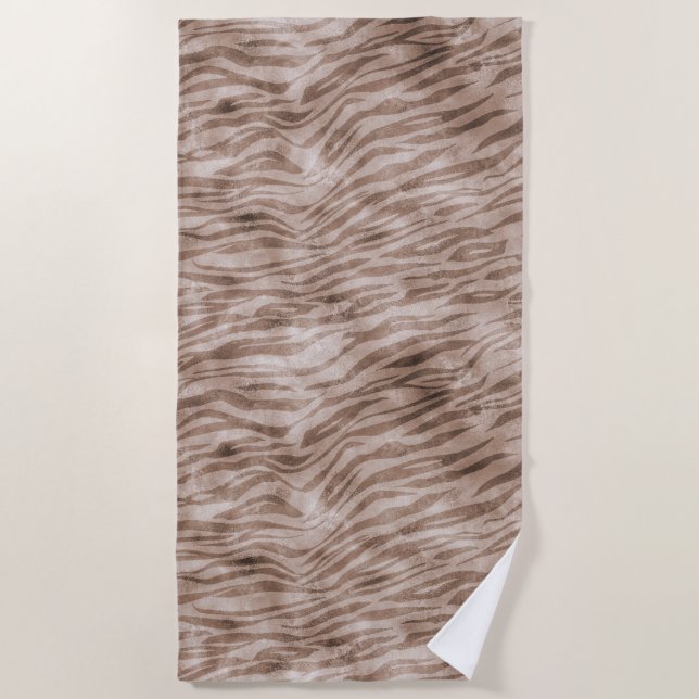 Brown Zebra Print Strandtuch (Vorderseite)