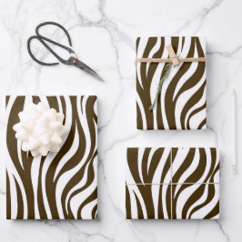 Brown Zebra Skin Print Geschenkpapier Set