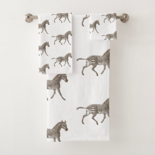 Brown Zebras Badhandtuch Set
