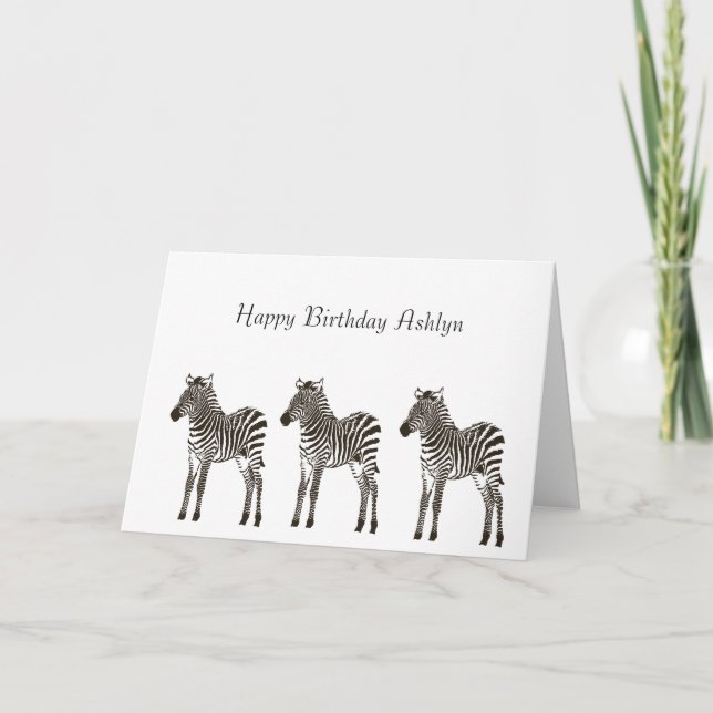 Brown Zebras Birthday Karte (Vorderseite)