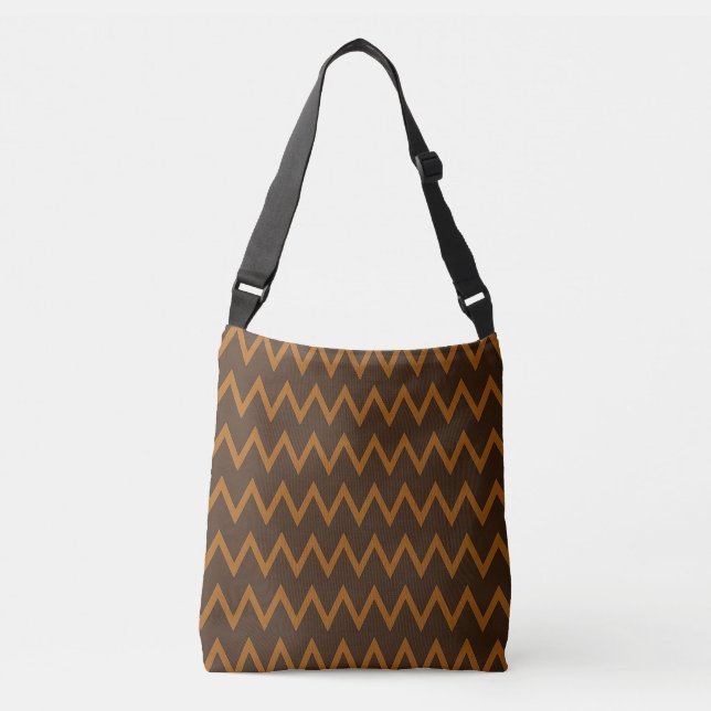 Brown Zigzag Crossbody Bag Tragetaschen Mit Langen Trägern (Vorderseite)