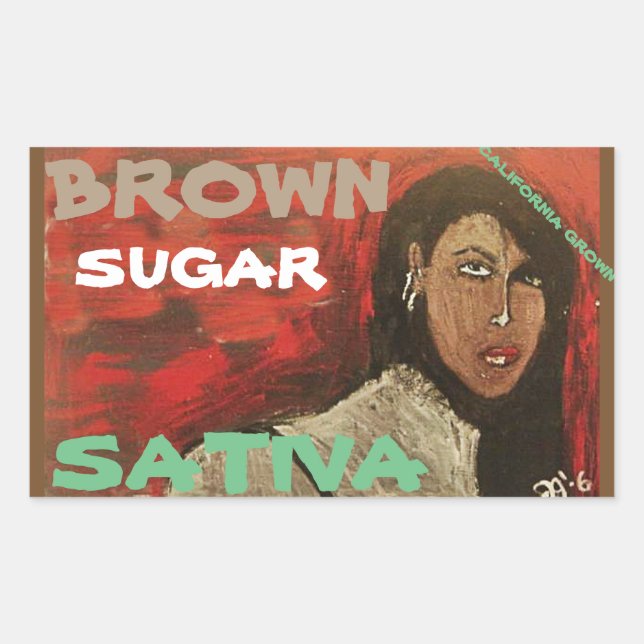 BROWN ZUGAR SATIVA RECHTECKIGER AUFKLEBER (Vorderseite)
