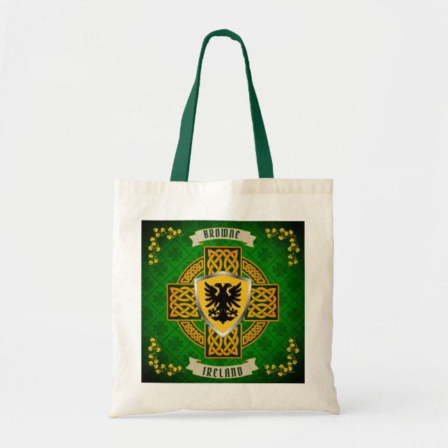 Browne Irish Shield & Celtic Cross Personalisiert Tragetasche (Vorne)