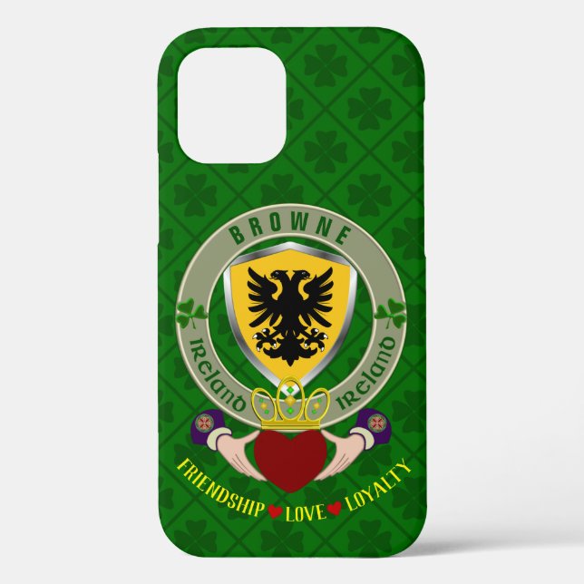 Browne Irish Shield & Claddagh Personalisiert Case-Mate iPhone Hülle (Rückseite)