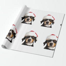 BROWNER HUND MIT Weihnachtsmannmütze CHRISTMAS GIF Geschenkpapier