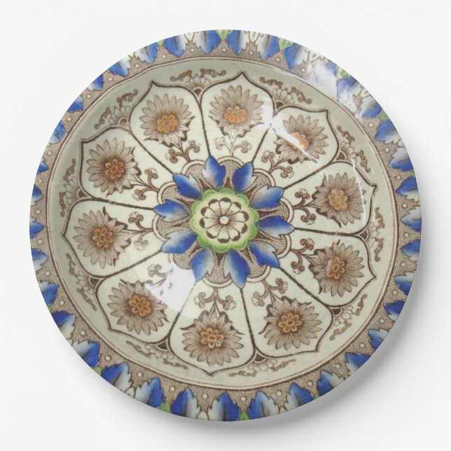 Brownfield Zypern vielfarbiges 19C 9" Pappteller (Vorderseite)