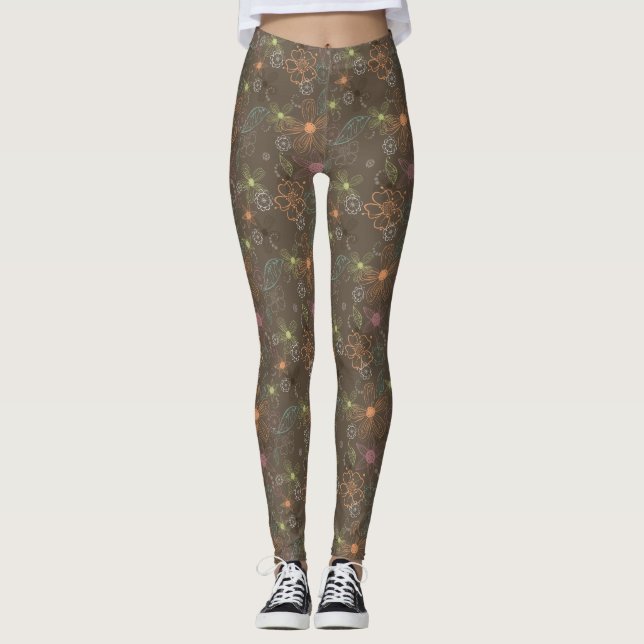 Brownflüchtige BlumenLeggings Leggings (Vorderseite)