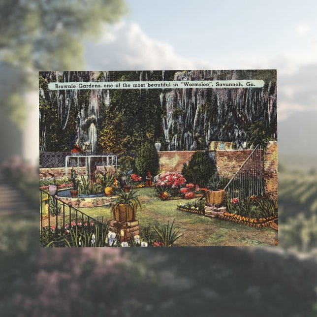 Brownie Gardens Wormsloe Savannah GA retro Postkarte (Von Creator hochgeladen)