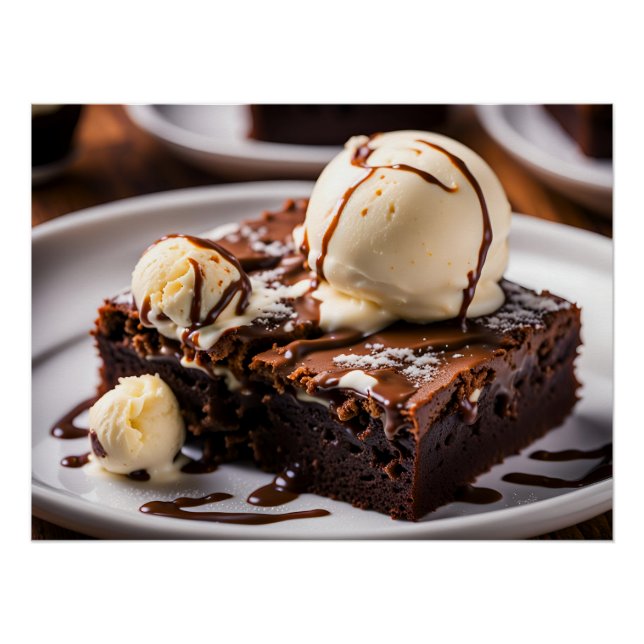 Brownie mit Eiscreme oben Poster (Vorderseite)