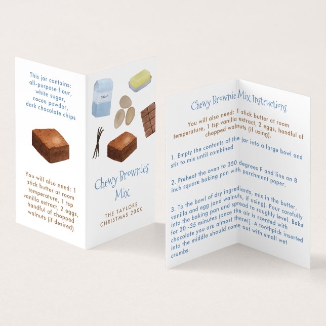 Brownie Mix Homemade DIY Weihnachtsgeschenk-Label Visitenkarten (Innenseite und Außenseite)
