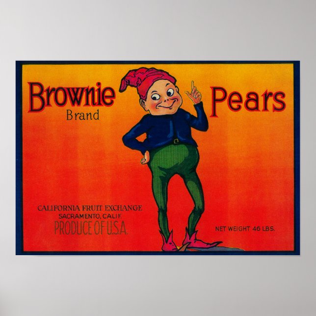 Brownie Pear Crate Label Poster (Vorne)
