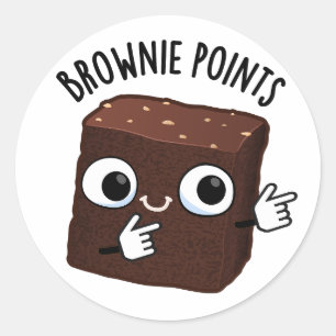 Brownie-Punkte Lustiger Snack-Wortwitz Runder Aufkleber