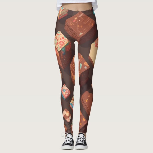 Brownie Retro Personalisiertes Muster Leggings (Vorderseite)