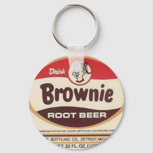Brownie Root Beer Etikett vergrößert als Schlüssel Schlüsselanhänger