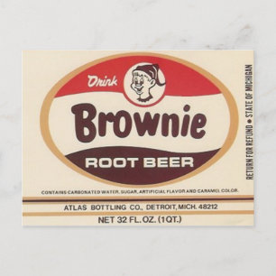 Brownie Root Beer Label Postkarte