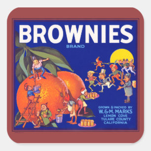 Brownies Marken California Orangen Quadratischer Aufkleber
