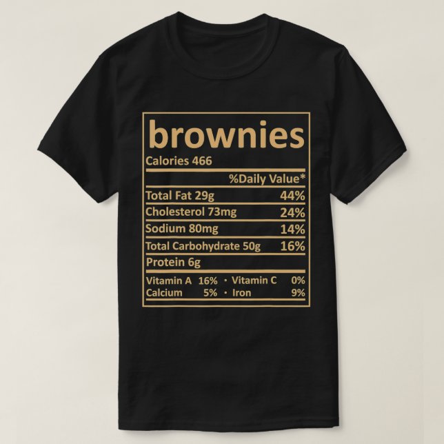 Brownies Nutrition Thanksgiving Costume Food Facts T-Shirt (Design vorne)