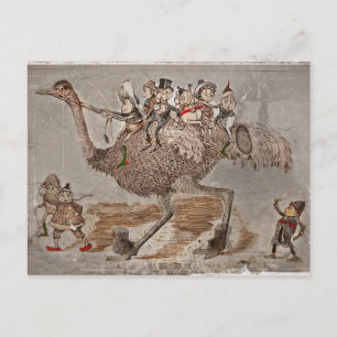 Brownies Riding an Ostrich Feiertagspostkarte