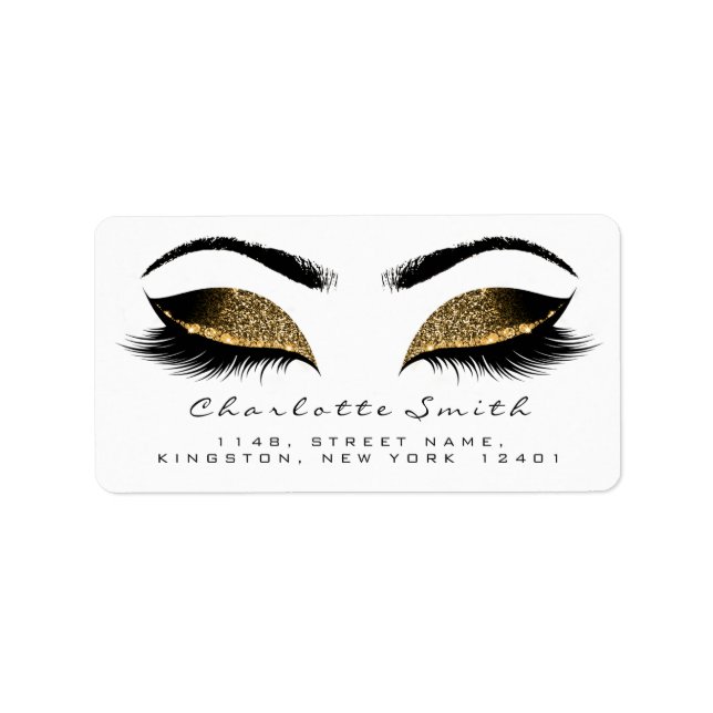 Browns Gold Makeup Lash Rücksendeadressen-Aufklebe Adressaufkleber (Vorne)