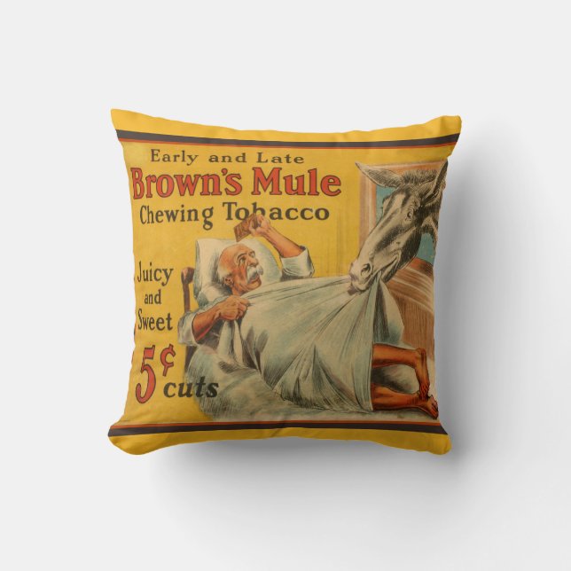 Brown's Mule Chewing Tobacco Rustikale Dekoration Kissen (Vorderseite)