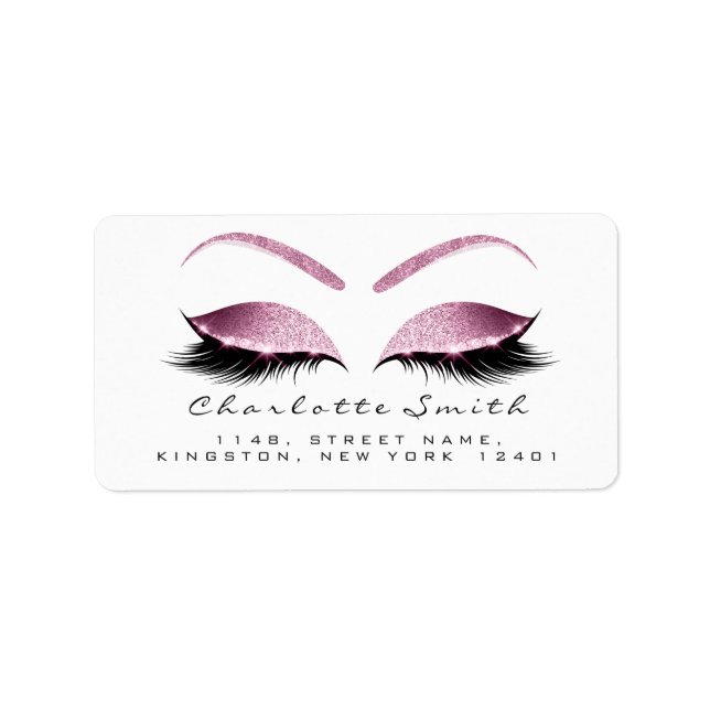Browns Pink Makeup Lash Rücksendeadressen-Aufklebe Adressaufkleber (Vorne)