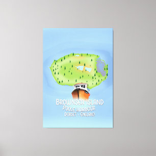 Brownsea Island map, Poole, dorset, England. Leinwanddruck