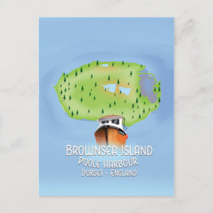 Brownsea Island map, Poole, dorset, England. Postkarte