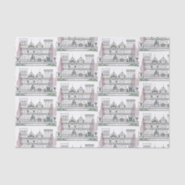 Brownstone City Christmas Tissue Paper Seidenpapier (Vorderseite)