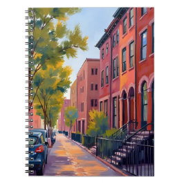 Brownstone City Street | Boston Brick Watercolor Notizblock