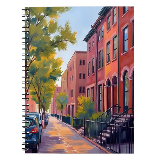 Brownstone City Street | Boston Brick Watercolor  Notizblock (Vorderseite)