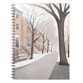 Brownstone Street | Snowy Winter Watercolor Notizblock