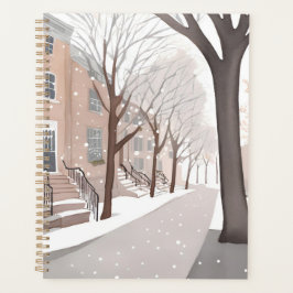 Brownstone Street | Snowy Winter Watercolor Planer