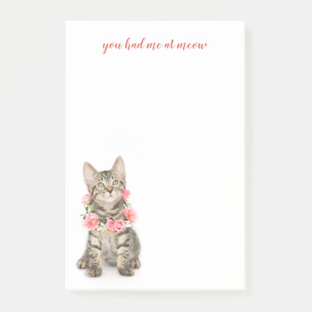 Browntabby-tragende Blumen-Halskette Post-it Klebezettel (Vorderseite)