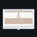 Browntaupe-u. -WEISS-Anker-Visitenkarte-Halter Visitenkarten Etui<br><div class="desc">Browntaupe-u. -WEISS-Anker-Visitenkarte-Halter. Fertigen Sie mit jedem möglichem Text besonders an oder verlassen Sie ihn zu löschen.</div>