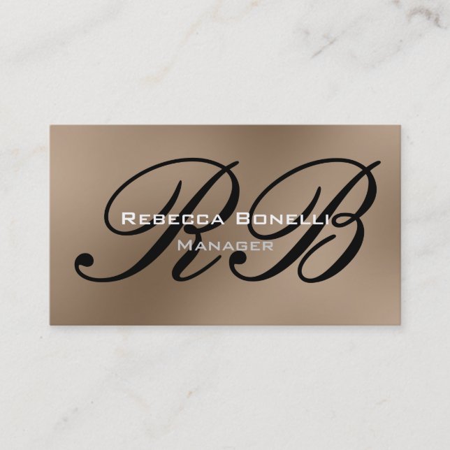 Browny Beige Black Monogram Manager Business Card Visitenkarte (Vorderseite)