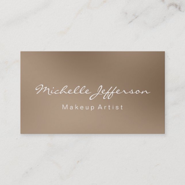 Browny Makeup Artist Script Business Card Visitenkarte (Vorderseite)