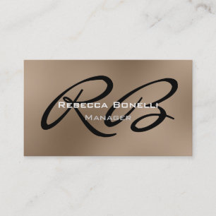 Browny Schwarz-weiß Monogram Manager Business Card Visitenkarte