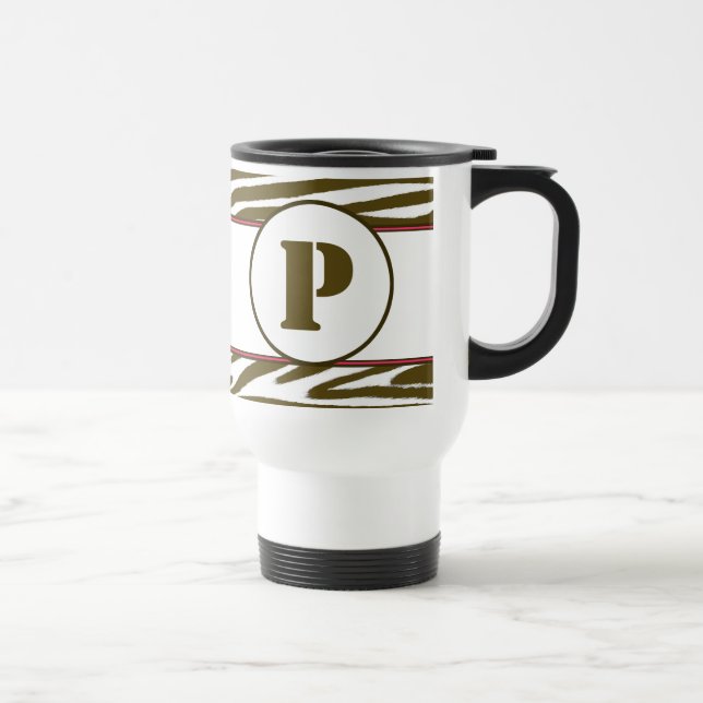 Brownzebra-Druck-Monogramm-Tasse Reisebecher (Rechts)