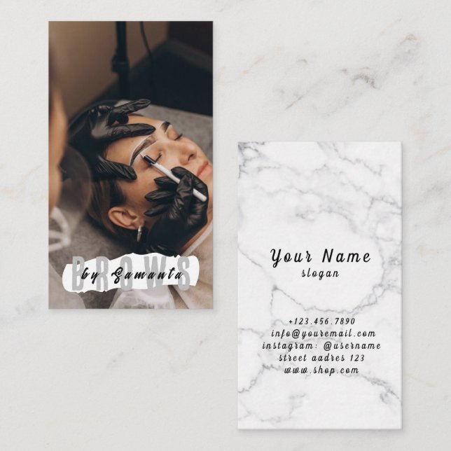 Brows Aftercare PMU Microblading Henna Salon Busin Visitenkarte (Vorne/Hinten)