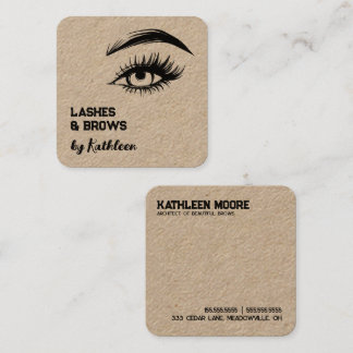 Brows and Lashes Kraft Quadratische Visitenkarte