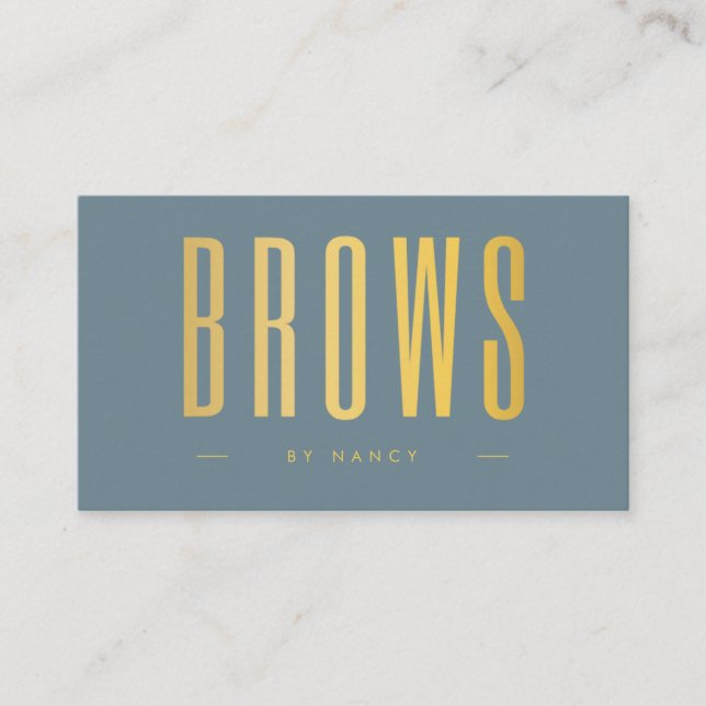 Brows dusty blau und Gold Visitenkarte (Vorderseite)