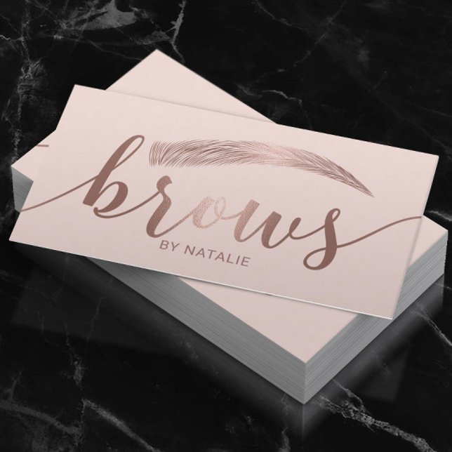 Brows Eyebrow Salon Microblading Blush Pink Visitenkarte (Von Creator hochgeladen)