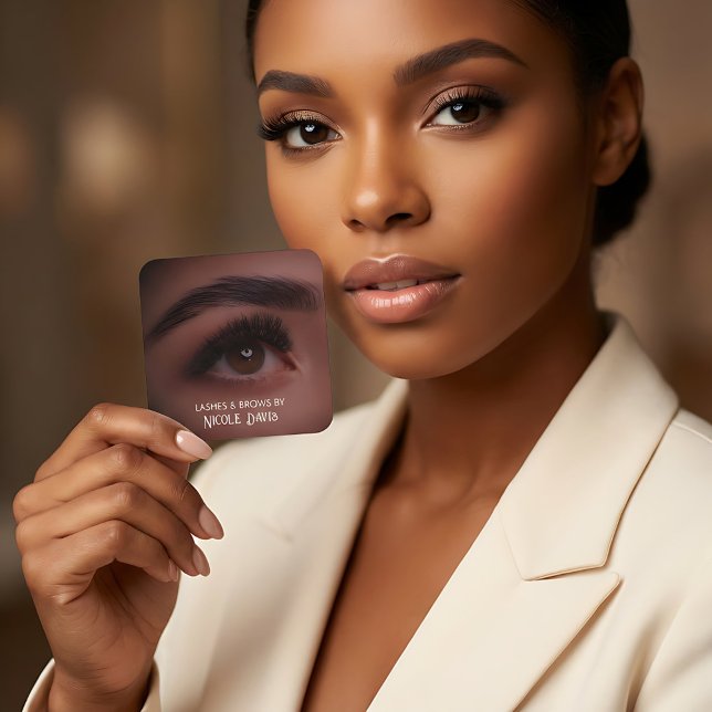 Brows & Lashes Tech Business Card Quadratische Visitenkarte (Brows & Lashes Tech Business Cards)