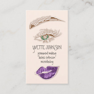 Brows Makeup Logo QRCode Rose Grüne Augen Lila  Visitenkarte