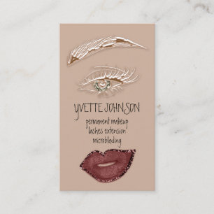 Brows Makeup QRCode Logo Pink Lips Skinny Eyelash  Visitenkarte