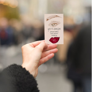 Brows Makeup QRCode Logo Rote Lippen Skinny Eyelas Visitenkarte