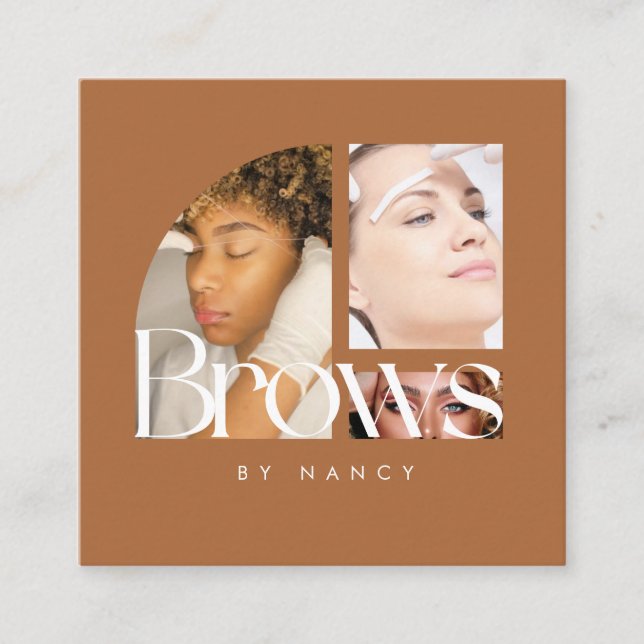 Brows Photo Collage Terracotta  Quadratische Visitenkarte (Vorderseite)