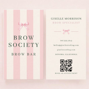 Brows-Spezialist Rosa Grün Gestreifter Bogen QR-Co Visitenkarte